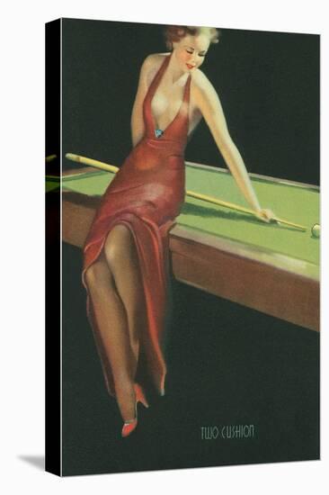 Two Cushion, Vamp Playing Pool-null-Stretched Canvas