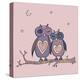 Two Cute Decorative Owls.-Katyau-Stretched Canvas