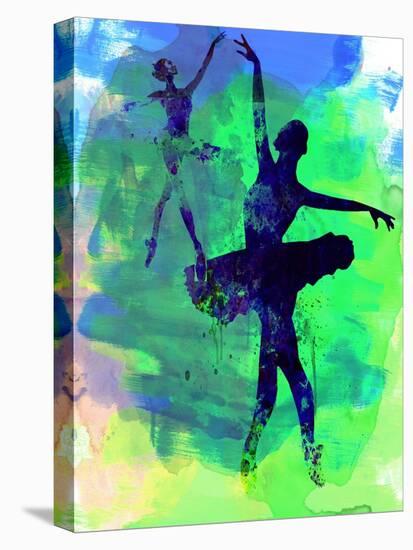 Two Dancing Ballerinas Watercolor 3-Irina March-Stretched Canvas