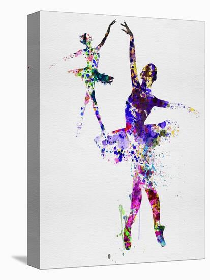 Two Dancing Ballerinas Watercolor 4-Irina March-Stretched Canvas