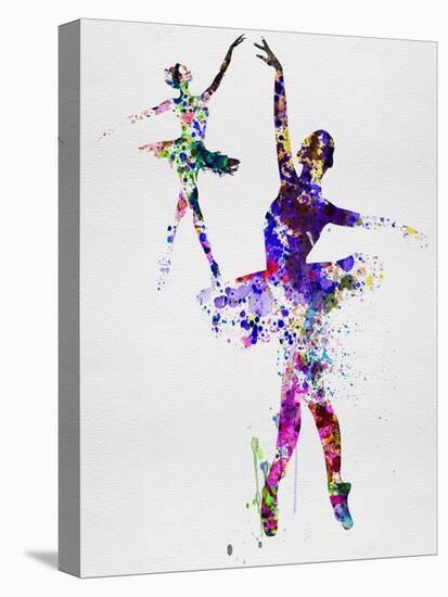 Two Dancing Ballerinas Watercolor 4-Irina March-Stretched Canvas