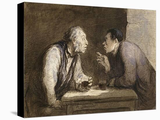 Two Drinkers, circa 1857-69-Honore Daumier-Premier Image Canvas