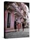 Two Eastern Airlines Stewardesses Talking to Native Girl on Street-null-Premier Image Canvas
