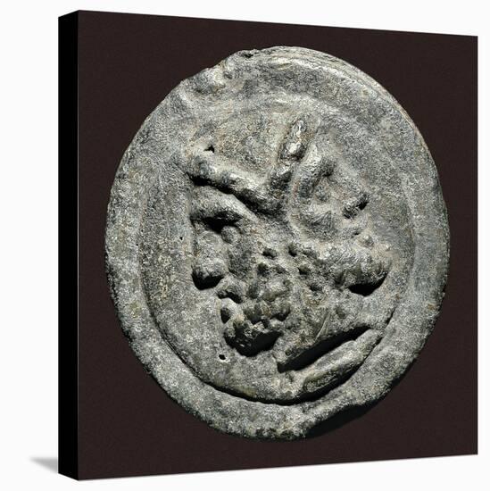 Two Faced Roman God Janus on Ancient Rome Coin-null-Stretched Canvas