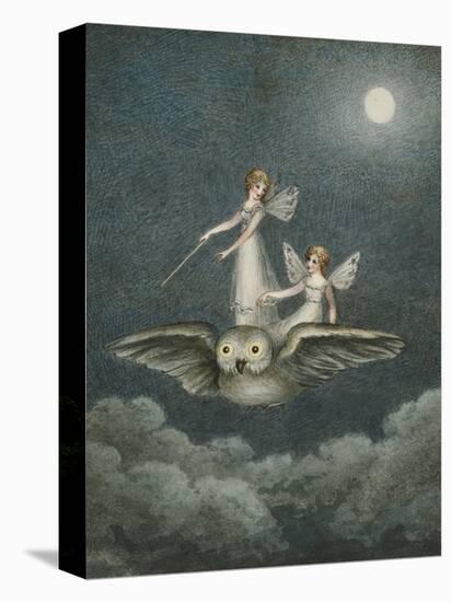 Two Fairies Standing on the Back of an Owl Beneath a Moon-Amelia Jane Murray-Premier Image Canvas