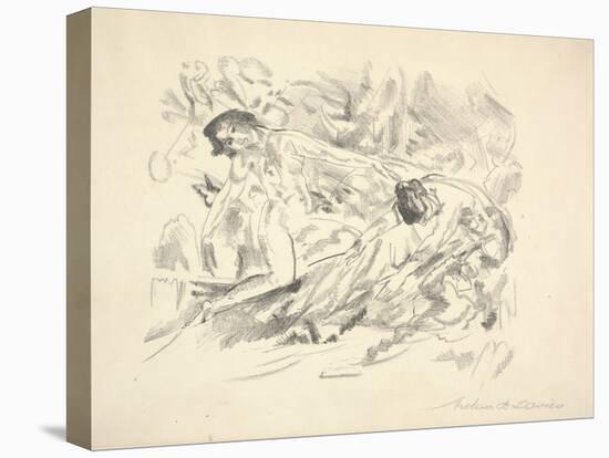 Two Female Figures in a Landscape (Pencil on Paper)-Arthur Bowen Davies-Premier Image Canvas