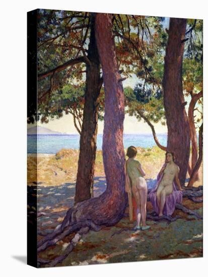 Two Female Nudes under Pine Trees-Theo van Rysselberghe-Premier Image Canvas