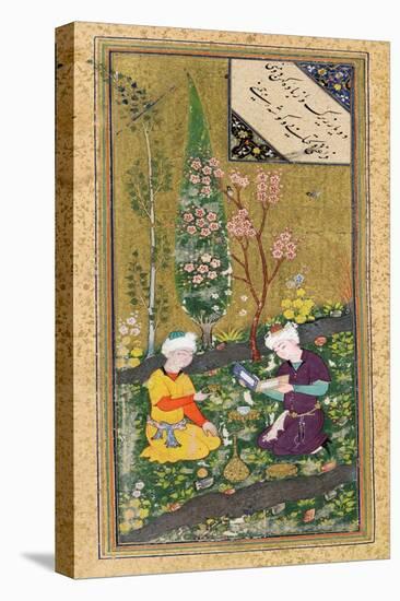 Two Figures Reading and Relaxing in an Orchard, circa 1540-50-null-Premier Image Canvas