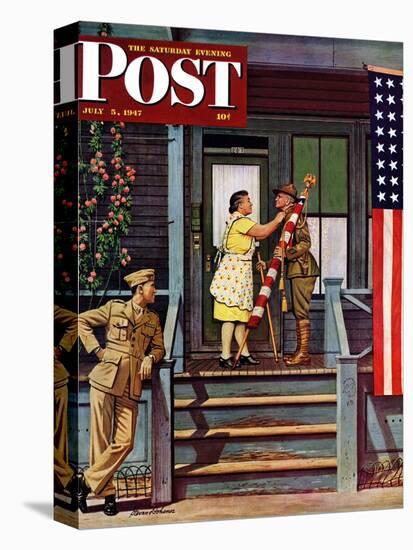 "Two Generations of Vets," Saturday Evening Post Cover, July 5, 1947-Stevan Dohanos-Premier Image Canvas