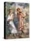 Two Girls in the Garden at Montmartre-Pierre-Auguste Renoir-Premier Image Canvas