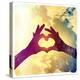 Two Hands Making a Heart Shape in the Sky-graphicphoto-Premier Image Canvas