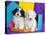 Two Havanese Puppies Sitting Together Surrounded by Colors, California, USA-Zandria Muench Beraldo-Premier Image Canvas