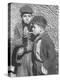 Two Homeless Boys Lighting Up American Cigarettes with British Matches-George Rodger-Premier Image Canvas