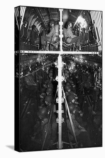 Two Hundred Paratroopers Sitting in Double Decker During Training Maneuvers-Hank Walker-Premier Image Canvas