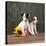 Two Jack Russell Terrier Puppies with Sunflower-null-Premier Image Canvas