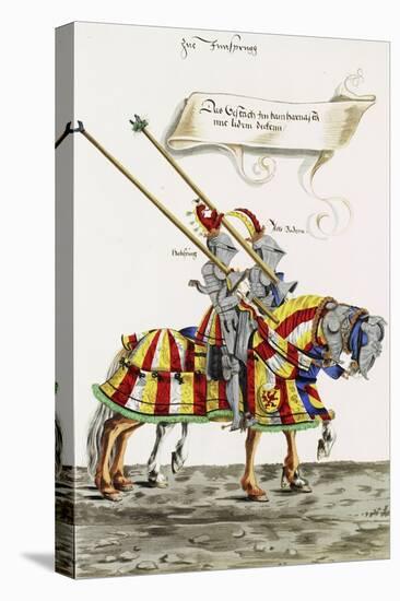 Two Knights in Jousting Armour (Gestech) and Armed with Lances, Illustration from a Facsimile…-Hans Burgkmair-Premier Image Canvas