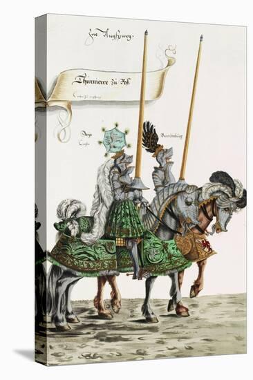 Two Knights in Jousting Armour (Gestech) and Armed with Lances, Illustration from a Facsimile…-Hans Burgkmair-Premier Image Canvas