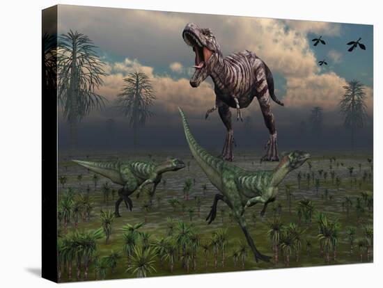Two Lesothosaurus Dinosaurs Run Out of the Way of a T-Rex on a Rampage-Stocktrek Images-Premier Image Canvas