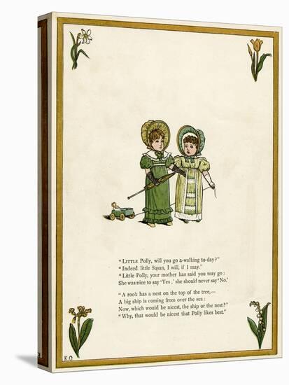 Two Little Girls Going for a Walk-Kate Greenaway-Stretched Canvas