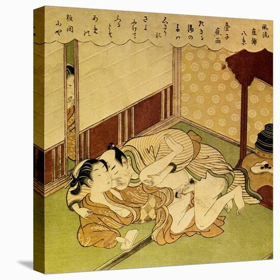 Two Lovers (Shunga - Erotic Woodblock Prin), C. 1750-Suzuki Harunobu-Premier Image Canvas