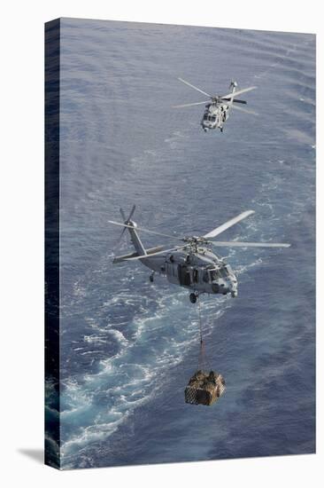 Two Mh-60S Sea Hawk Helicopters Transport Supplies-null-Premier Image Canvas