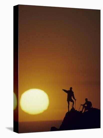 Two Mountain Climbers at Sunset-null-Premier Image Canvas