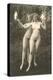 Two Naked Women Dancing Outdoors-null-Stretched Canvas