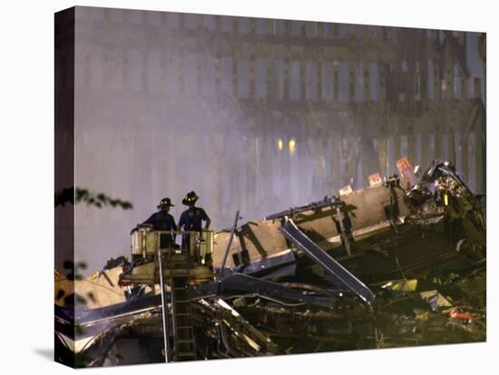Two New York Firefighters View the Smoldering Rubble-null-Premier Image Canvas