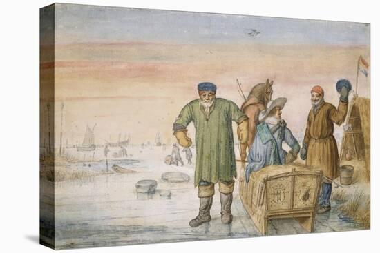 Two Old Men Beside a Sled Bearing the Coats of Arms of Amsterdam and Utrecht, 1620-33-Hendrik Avercamp-Premier Image Canvas