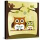Two Owls on Swing-Nancy Lee-Stretched Canvas