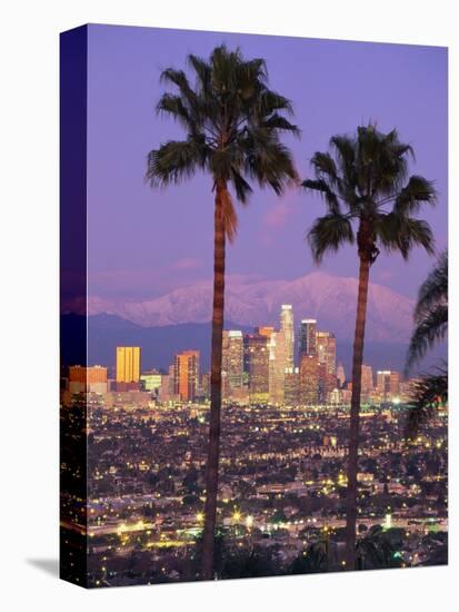 Two Palm Trees with Distant Los Angeles-Joseph Sohm-Premier Image Canvas