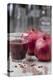 Two Pomegranates and Glass with Pomegranate Juice, Close-Up-Jana Ihle-Premier Image Canvas