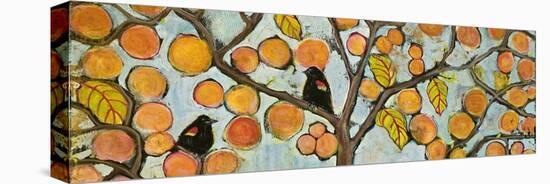 Two Red Winged Blackbirds Sitting in a Tree-Blenda Tyvoll-Stretched Canvas