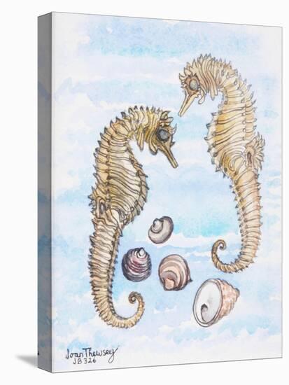 Two Sea Horses, with Shells, 2000-Joan Thewsey-Premier Image Canvas