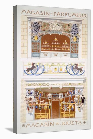 Two Shop-Front Designs: a Perfume Seller's and a Toyshop, C.1880-95 (Colour Litho)-Rene Binet-Premier Image Canvas