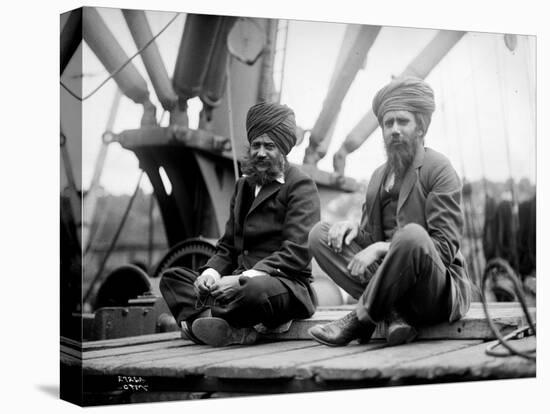 Two Sikh Men Sitting on a Dock, Circa 1913-Asahel Curtis-Premier Image Canvas