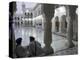 Two Sikhs Priests at Dawn Sitting Under Arcades, Golden Temple, Amritsar, Punjab State, India-Eitan Simanor-Premier Image Canvas
