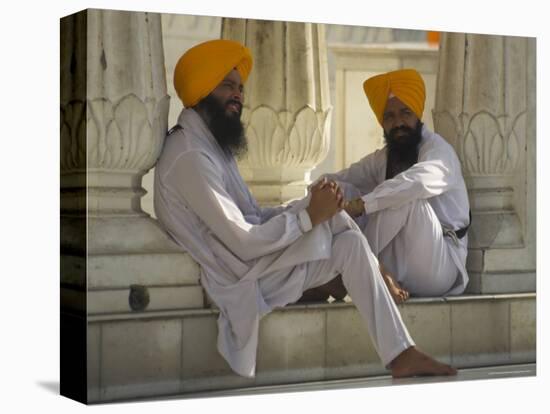 Two Sikhs Priests with Orange Turbans, Golden Temple, Punjab State-Eitan Simanor-Premier Image Canvas