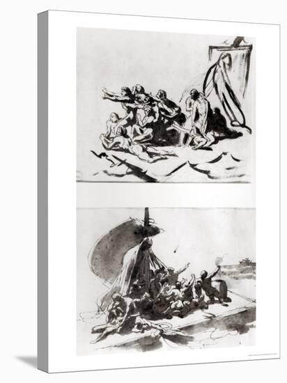 Two Sketches for the Raft of the Medusa, circa 1819-Théodore Géricault-Premier Image Canvas