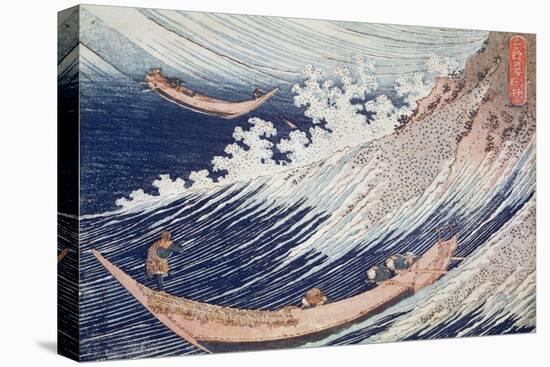 Two Small Fishing Boats on the Sea-Katsushika Hokusai-Premier Image Canvas