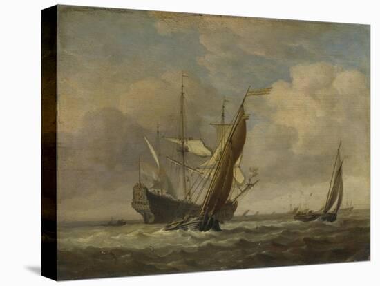 Two Small Vessels and a Dutch Man-Of-War in a Breeze, C. 1660-Willem Van De Velde The Younger-Premier Image Canvas