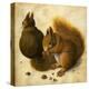 Two Squirrels, One Eating a Hazelnut black chalk, watercolor and bodycolour on vellum-Hans Hoffmann-Premier Image Canvas