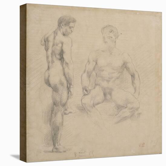 Two Studies of Nude Men One Standing, Another Sitting-Eugene Delacroix-Premier Image Canvas