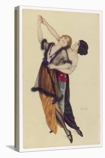 Two Stylishly Dressed Ladies Dance the Tango Stylishly Together-null-Premier Image Canvas