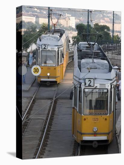 Two Trams in Budapest, Hungary, Europe-Martin Child-Premier Image Canvas