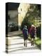 Two Walkers with Rucksacks on the Cotswold Way Footpath, Stanton Village, the Cotswolds, England-David Hughes-Premier Image Canvas