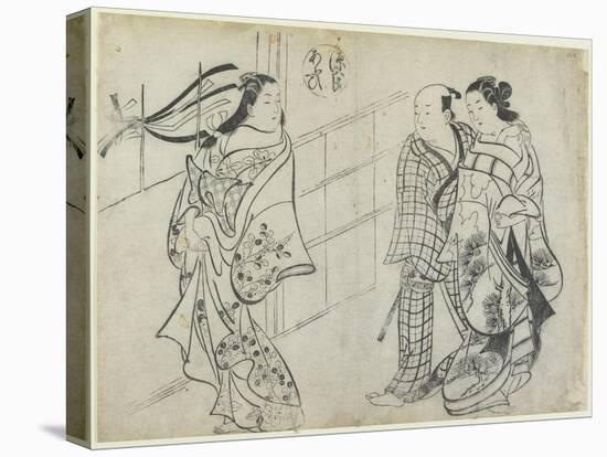 Two Women and a Man as Mitate of the Aoi's Story from the Tale of Genji, Early 18th Century-Okumura Masanobu-Premier Image Canvas