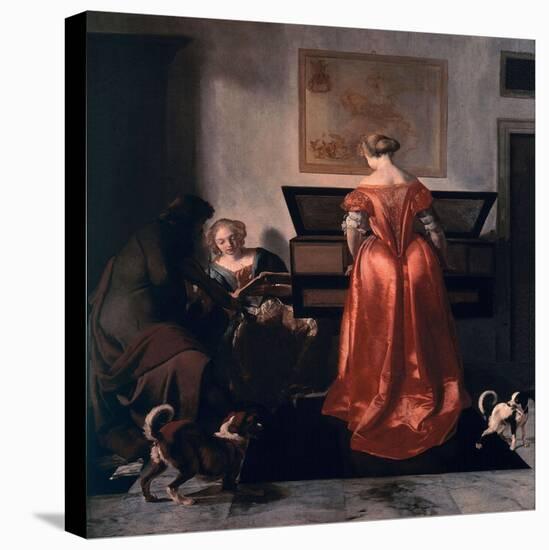 Two Women and a Man Making Music, 1675-80-Jacob Ochtervelt-Premier Image Canvas