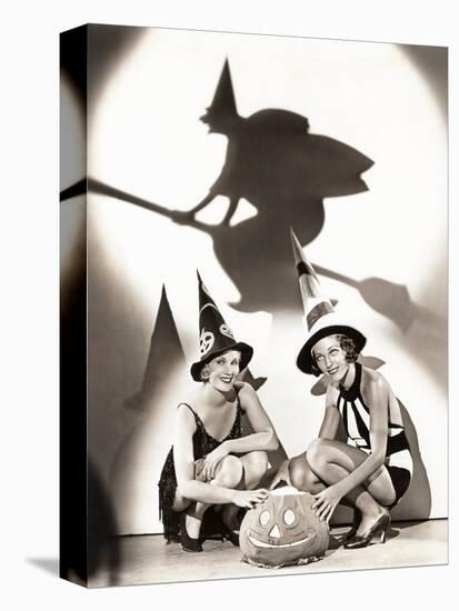 Two Women Celebrate a Bewitching Halloween-null-Stretched Canvas