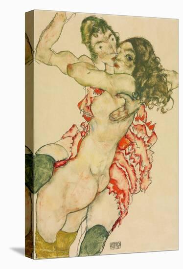 Two Women Embracing-Egon Schiele-Stretched Canvas